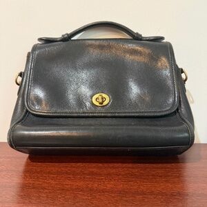 Coach Black Leather Vintage Court Bag Style 9870